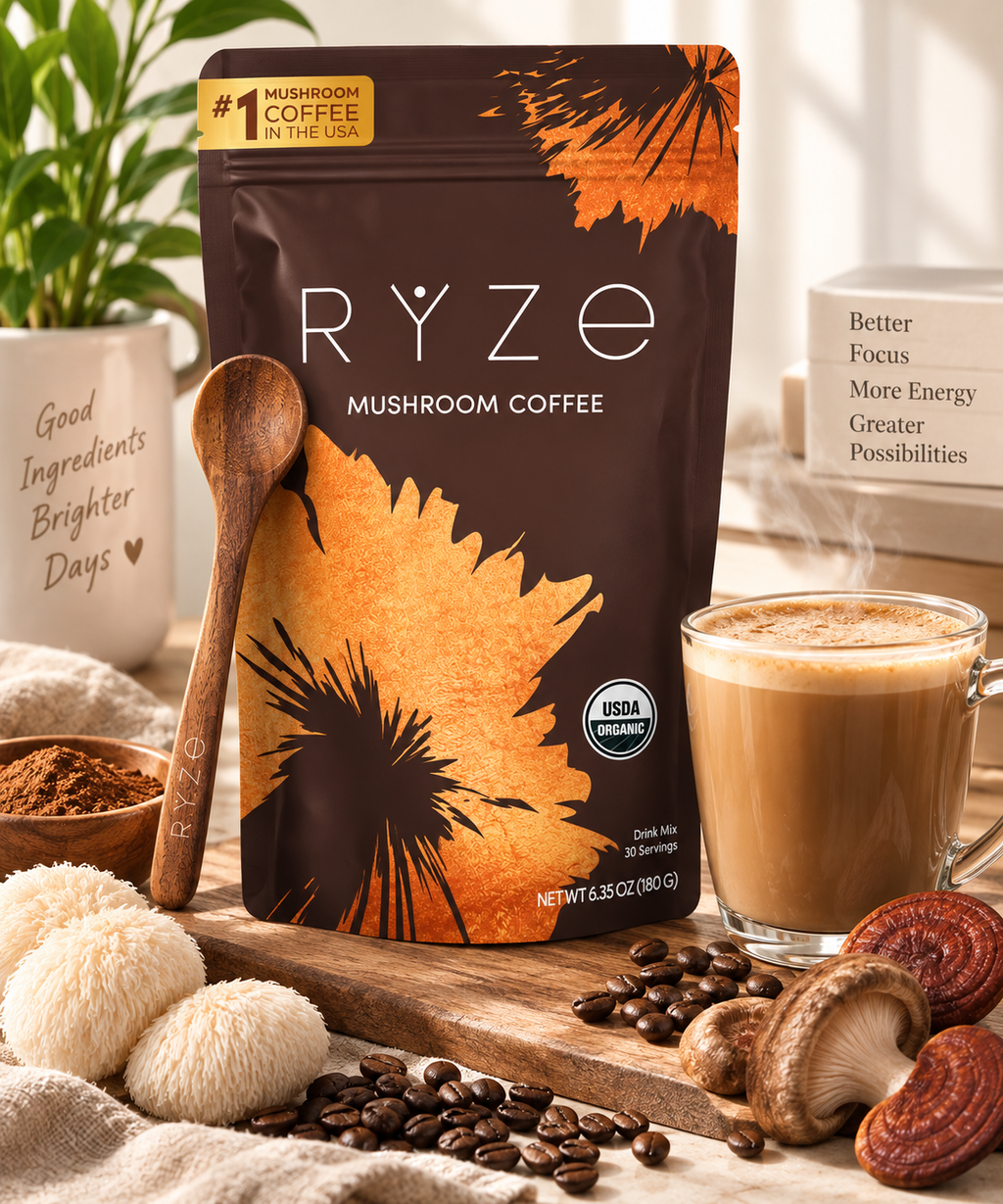 RYZE Mushroom Coffee – 30 Servings | Organic Focus & Energy Blend