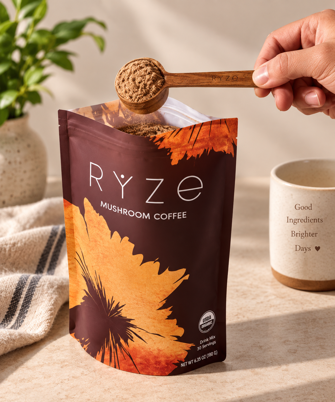 RYZE Mushroom Coffee – 30 Servings | Organic Focus & Energy Blend